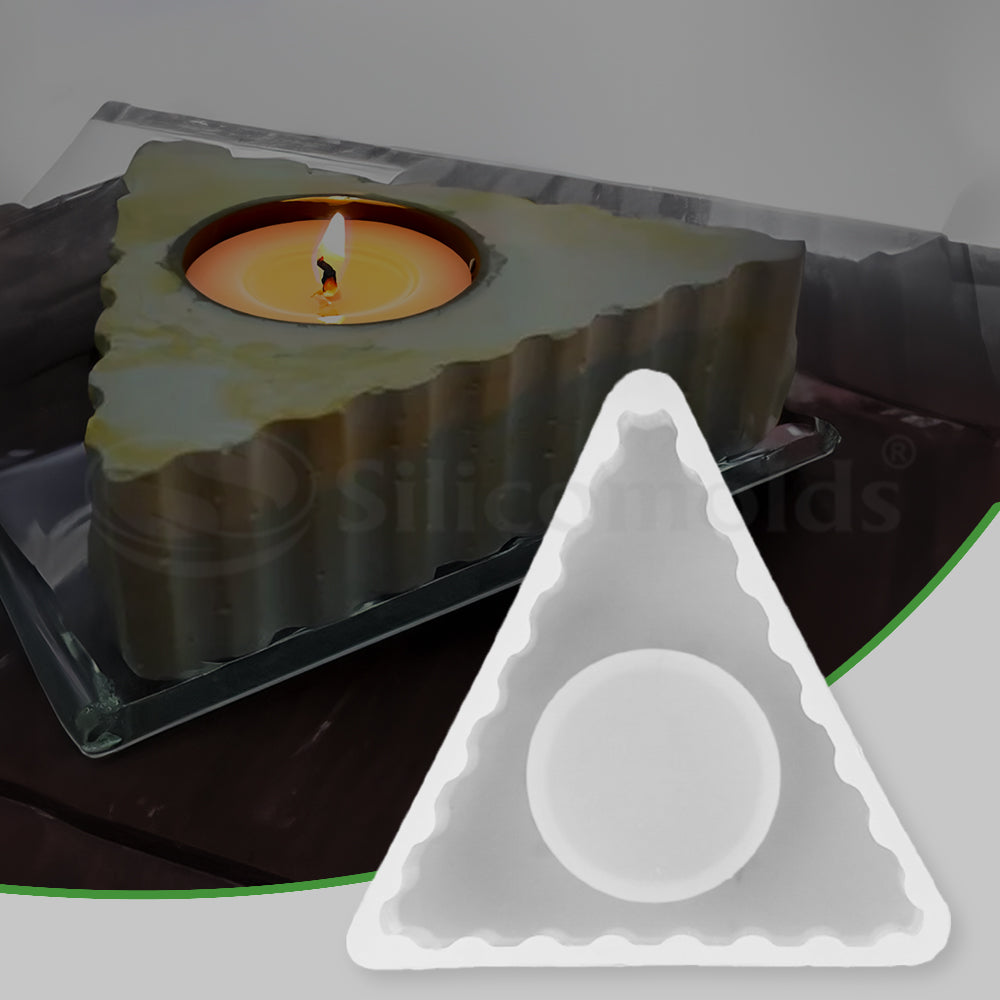 SILICOMOLDS - 4" TRIANGLE SHAPE - TEALIGHT CANDLE HOLDER MOLD - URP152- RM
